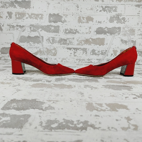 New Donald J Pliner Suzette Red Suede Pointed Toe Pump M424 - Picture 7 of 14